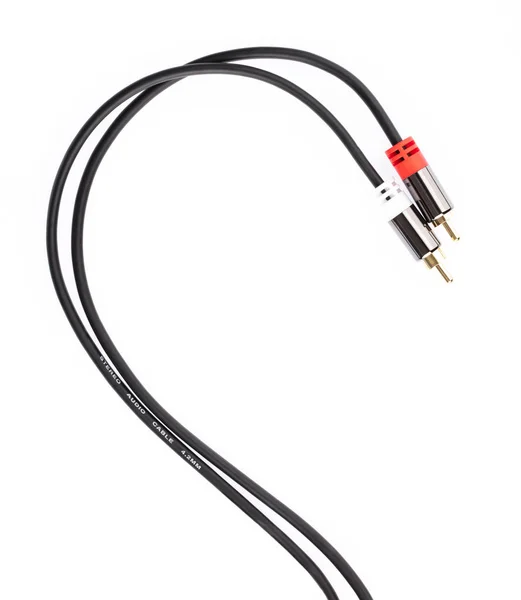 RCA Audio Plug cablu 3.5mm izolat pe fundal alb — Fotografie, imagine de stoc
