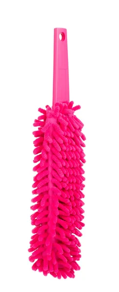 Pink duster microfiber for cleaning the house isolated on white — Stock Photo, Image