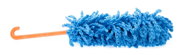 Blauer Staubwedel Mikrofaser für die Reinigung des Hauses isoliert auf weiß — Stockfoto