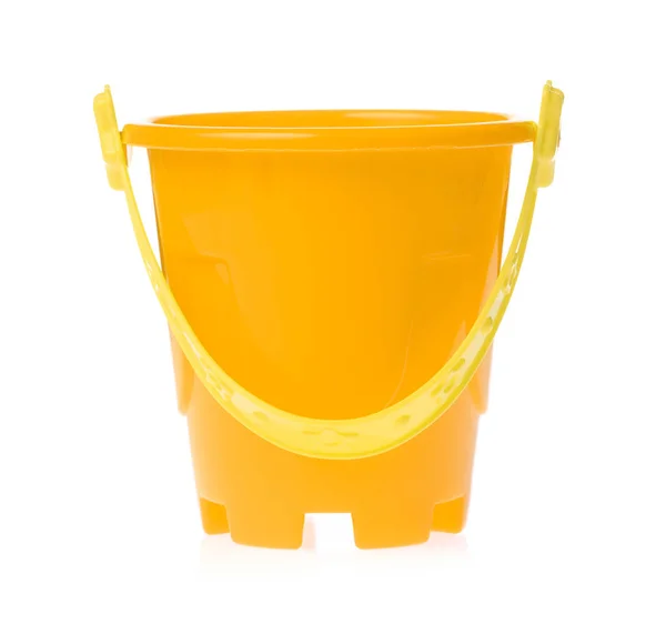 Yellow toy small bucket isolated on white background — Stock Photo, Image