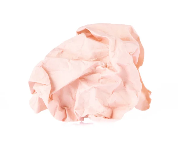 Смятый кусок обнаженного цвета Бумаги, изолированной на белом бэкгру — стоковое фото