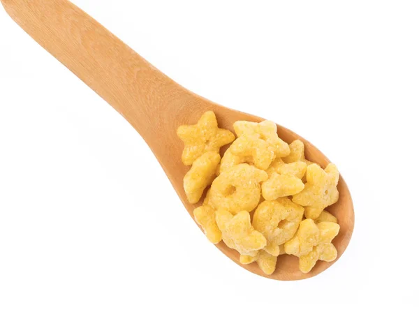 Cereal con forma de estrella sobre cuchara aislada sobre fondo blanco —  Fotos de Stock
