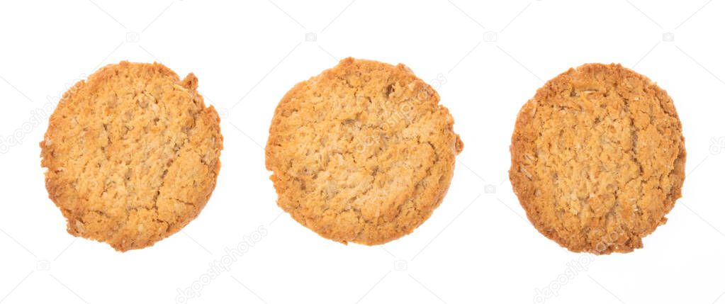 close up of biscuit cookies isolated on white background
