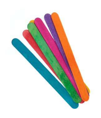 Colorful Wooden ice cream stick isolated on white backgroundWood