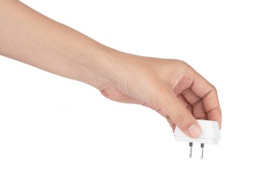 Beyaz arka plan üzerinde izole adaptörünü takın