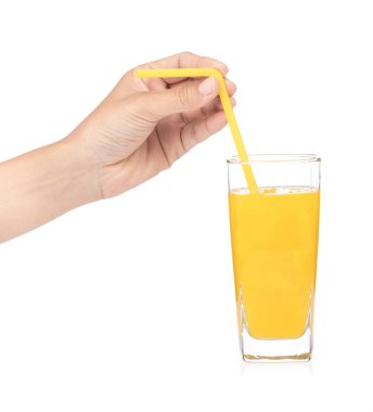 hand holding glass of fresh watermelon juice isolated on a white