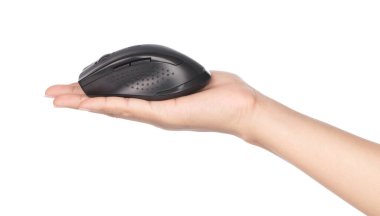 Beyaz sırtında izole edilmiş bir kablosuz bilgisayar faresi.