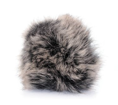 hand holding Fur ball isolated on white background