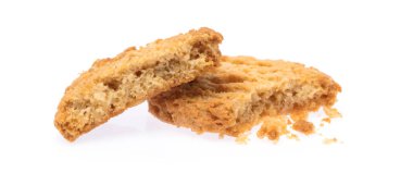 close up of biscuit cookies isolated on white background