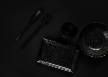 Set of Stoneware on black background