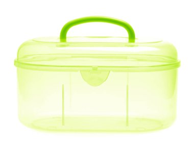 Green Plastic Round Empty Blank Container Box Isolated On White 