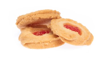 cookies with jam strawberry isolated on white background