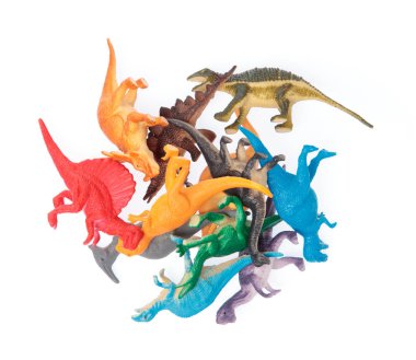 beyaz arka plan üzerinde izole plastik dinozor oyuncaklar