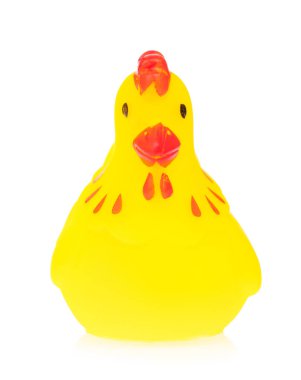 Tavuk Plastik Oyuncak Hayvan Beyaz arka planda izole.
