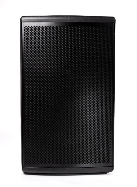 Dark speaker, loudspeaker isolated on white background