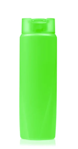Zelená Plastová láhev šampónu izolované na bílém pozadí — Stock fotografie