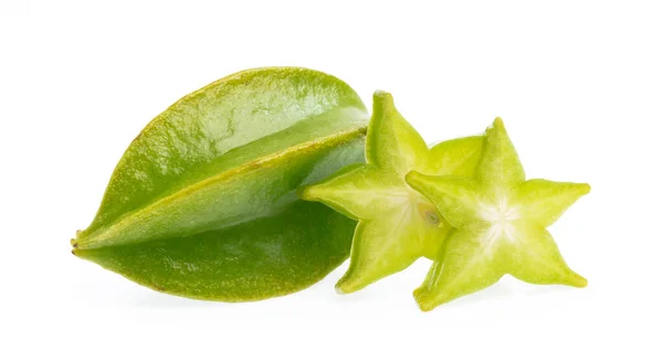 Slice of fresh carambola, star fruit isolated on white backgroun — Stockfoto