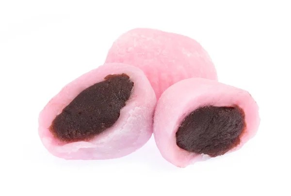 Κομμένο επιδόρπιο Mochi απομονωμένο σε λευκό φόντο — Φωτογραφία Αρχείου