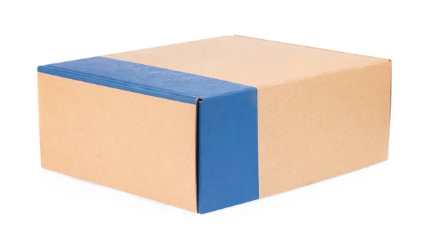 Cardboard delivery packaging box isolated on white background — 스톡 사진