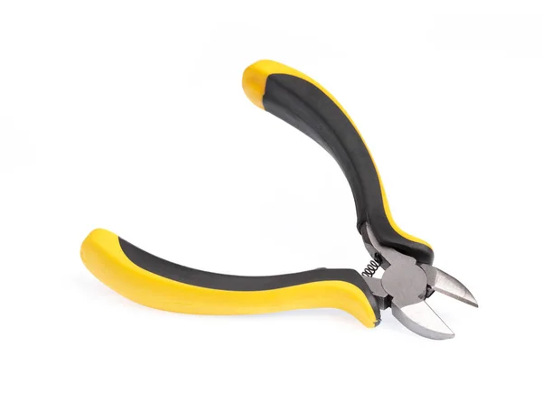 Wire cutters with yellow handles isolated on a white background — 图库照片