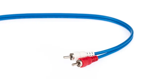 Jack RCA Audio kabel 3,5 mm isolerad på vit bakgrund — Stockfoto