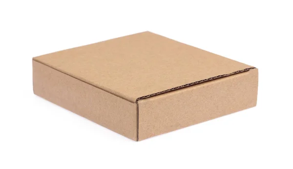 Brown paper box package isolated on white background — 图库照片