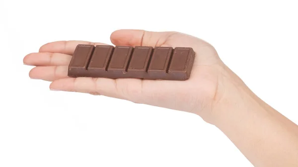 Hand innehav Choklad Bar isolerad på vit bakgrund — Stockfoto