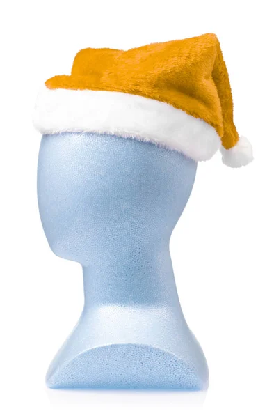 Cabeza de modelado con sombrero de santa claus aislado sobre fondo blanco — Foto de Stock