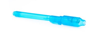 Beyaz arkaplanda güvenli kalem uv ışığı izole