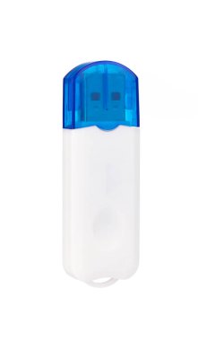blue with white of USB flash memory isolated on a white backgrou