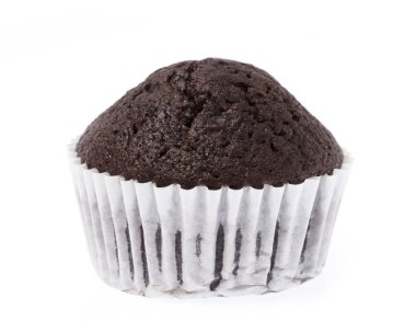 banana chocolate muffins isolated on white background
