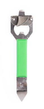 Konserve açacağı beyaz arkaplanda izole edildi