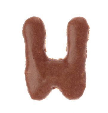 Lezzetli alfabe harfi W çerezi beyaz arkaplanda izole.