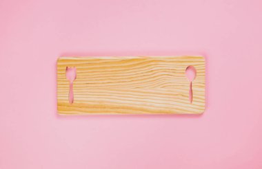 wooden pallet rectangular tray plate on pink background