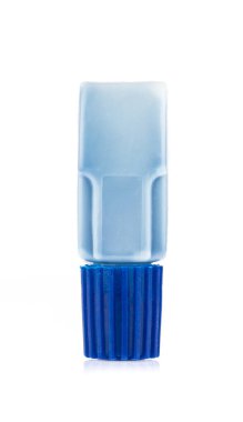 Blue of paint tube isolated on white background