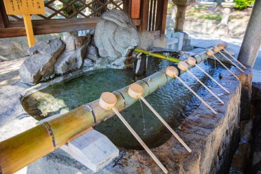 Water bamboo bowl for cleaning hand and mouth before worship in 