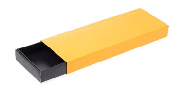 boş dikdörtgen eğimli sarı kutu beyaz arkaplanda izole