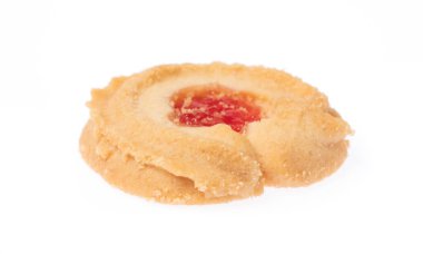 cookies with jam strawberry isolated on white background