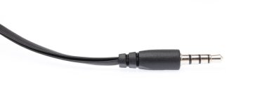 close up of earphones isolated on white background