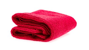 Red towel rolls isolated on white background.