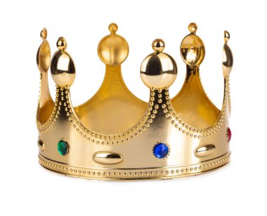 Gold Crown with jewel isolated isolated on white background