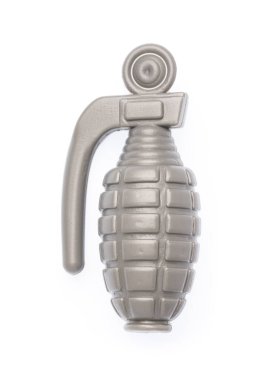 Beyaz arka plan üzerinde izole el bombası