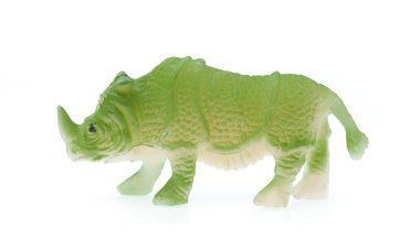 rhinoceros made out of plastic. animal toy isolated on white bac