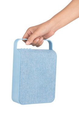 El ele tutuşan kablosuz hoparlör izole edilmiş müzik dinlemek için