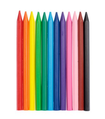 set of Colors Crayon Wax Pencil Isolated on White Background