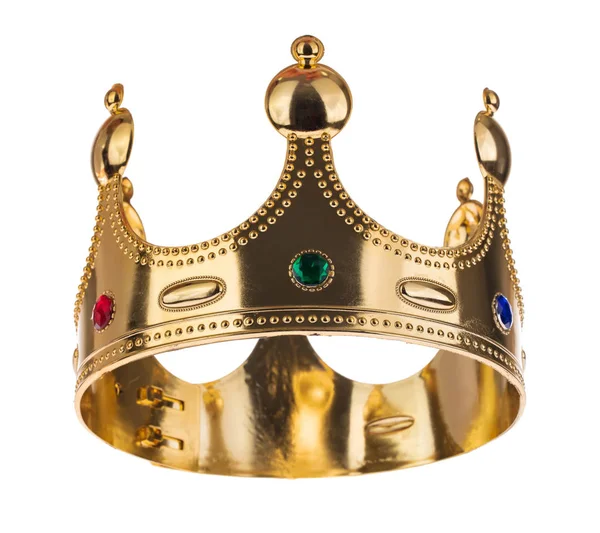 Coroa de ouro com jóia isolada no fundo branco — Fotografia de Stock