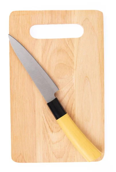 Knife and cutting board isolated on white background — Stock Photo, Image