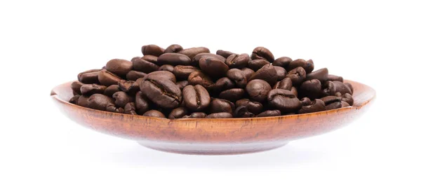 Dish of roasted coffee beans isolated on white background — 图库照片