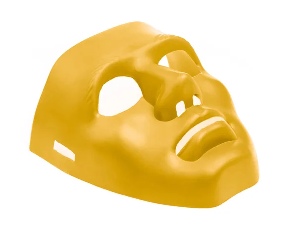 白色背景下的黄色面具 — 图库照片