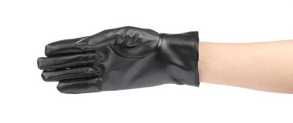 Action symbol of hand with black winter leather gloves Isolated — 图库照片